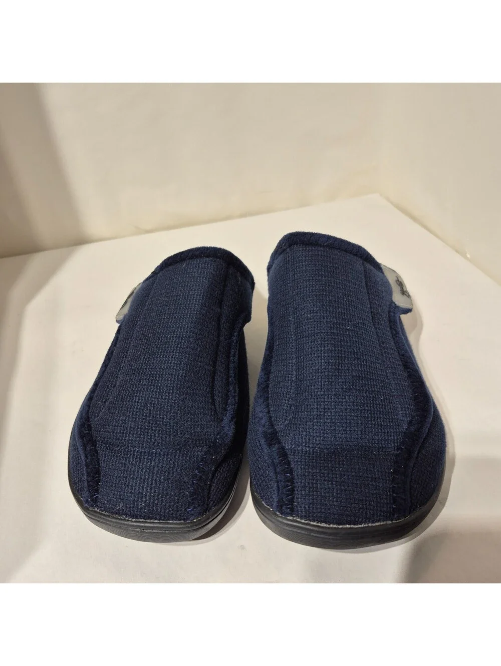Men's Diabetic Slippers Rubber Sole Indoor Outdoor House Shoes Sz 9 Navy
